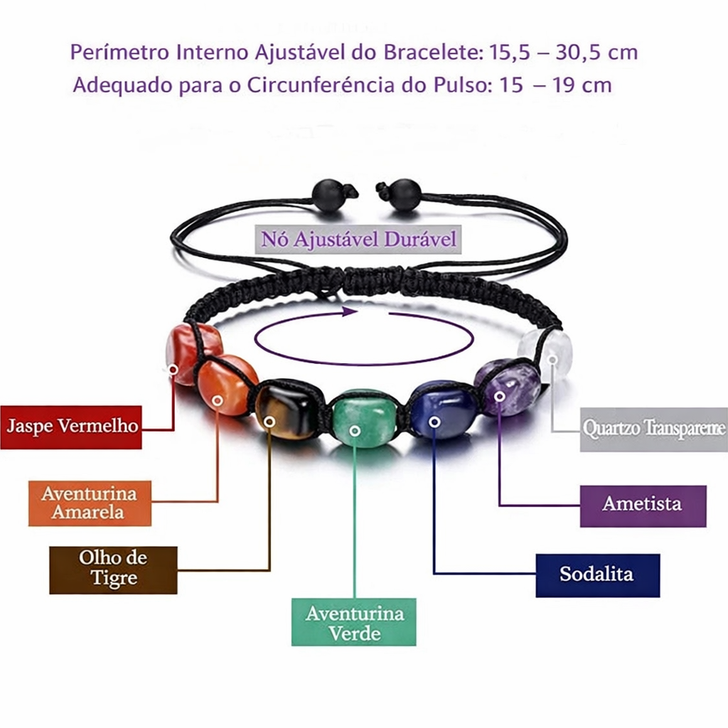 ZENBALANCE - Pulseira dos 7 Chakras para Equilíbrio